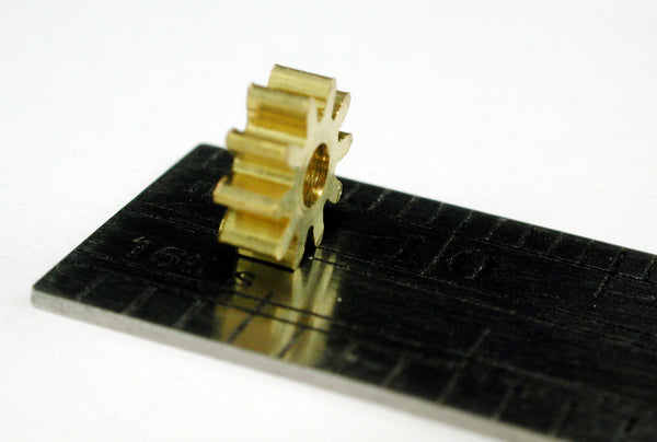 Spur Gear, 0.5mod x 10 Teeth x 6.0mm OD x 0.079" Face x 2.0mm Bore, Brass