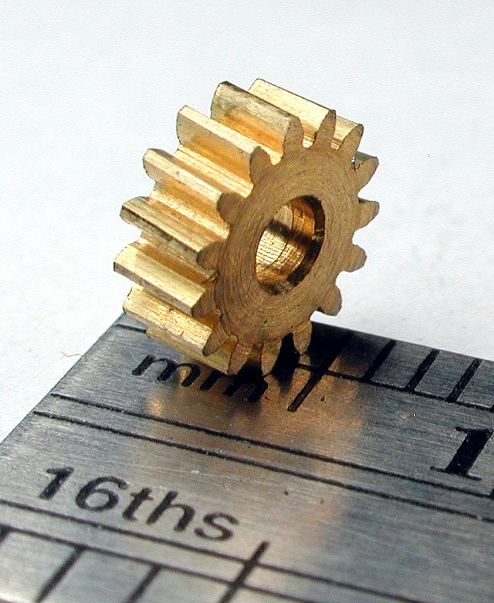 Worm Gear, 72DP x 15 Teeth x 6.1mm OD x 0.085" Face x 2.0mm Bore, Brass