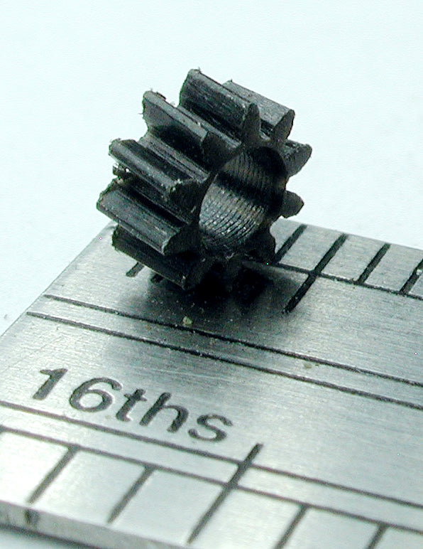 Spur Gear, 72DP x 10 Teeth x 4.52mm OD x 0.085" Face x 3/32" Bore, Delrin