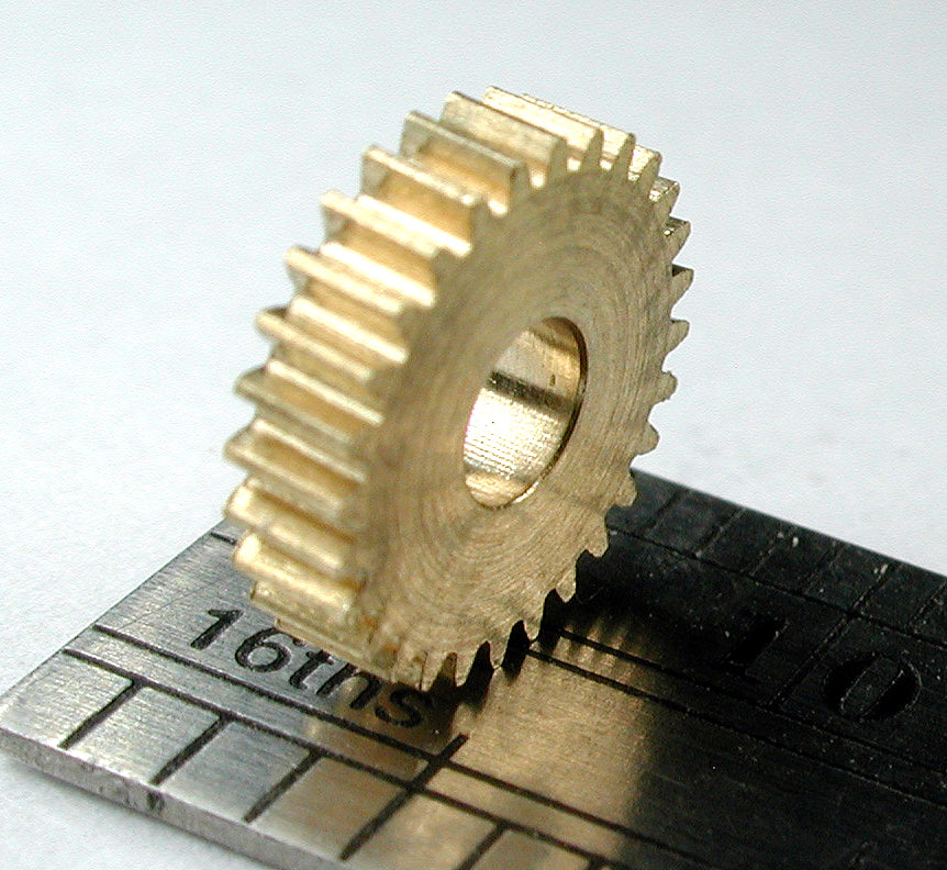 Worm Gear, 0.3mod x 28 Teeth x 8.94mm OD x 0.076" Face x 3.0mm Bore, Brass