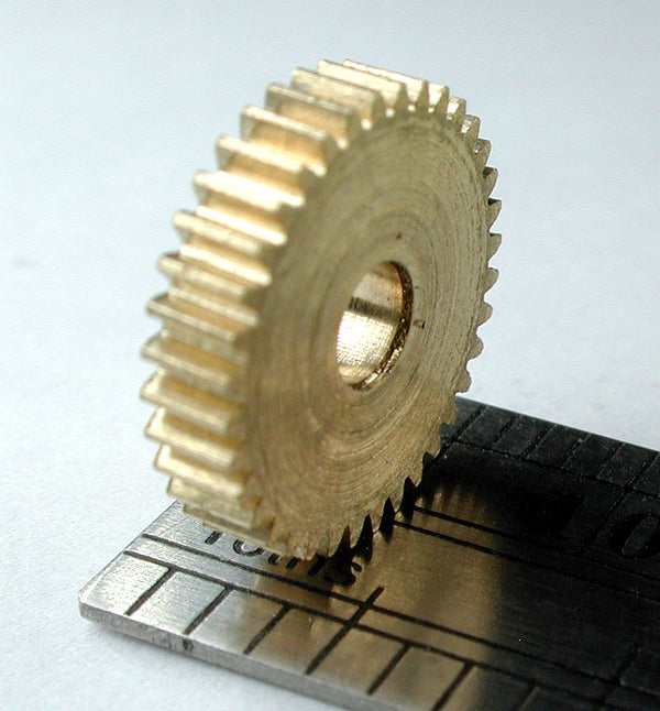 Worm Gear, 0.3mod x 36 Teeth x 11.4mm OD x 0.085" Face x 3mm Bore, Brass