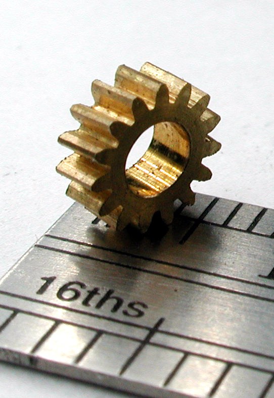 Reverse Worm Gear, 72DP x 15 Teeth x 6.1mm OD x 0.085" Face x 3.0mm Bore, Brass