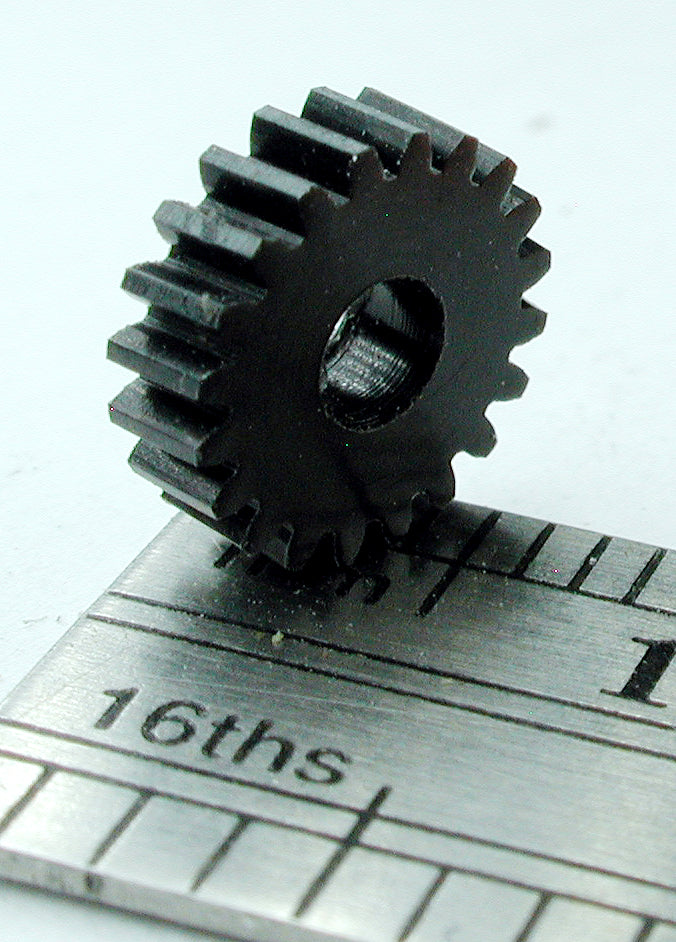 Reverse Worm Gear, 72DP x 20 Teeth x 7.8mm OD x 0.085" Face x 3/32" Bore, Delrin