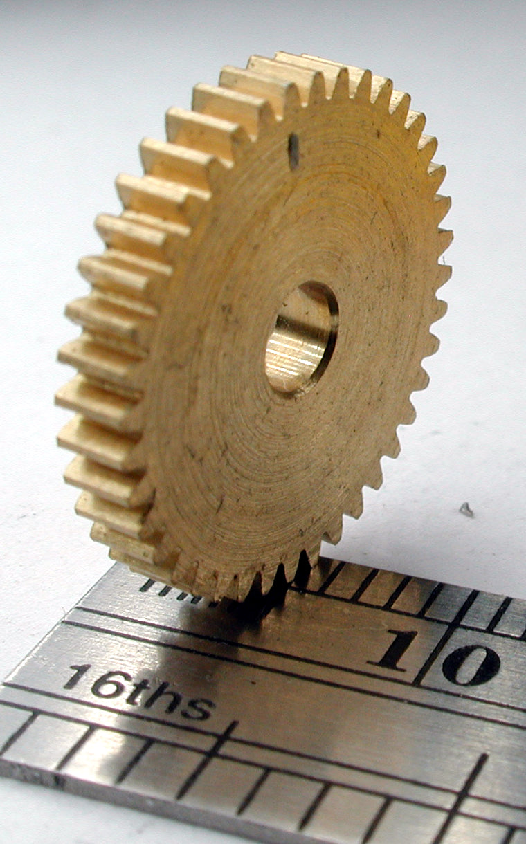 Spur Gear, 72DP x 40 Teeth x 14.8mm OD x 0.085" Face x 3.0mm Bore, Brass