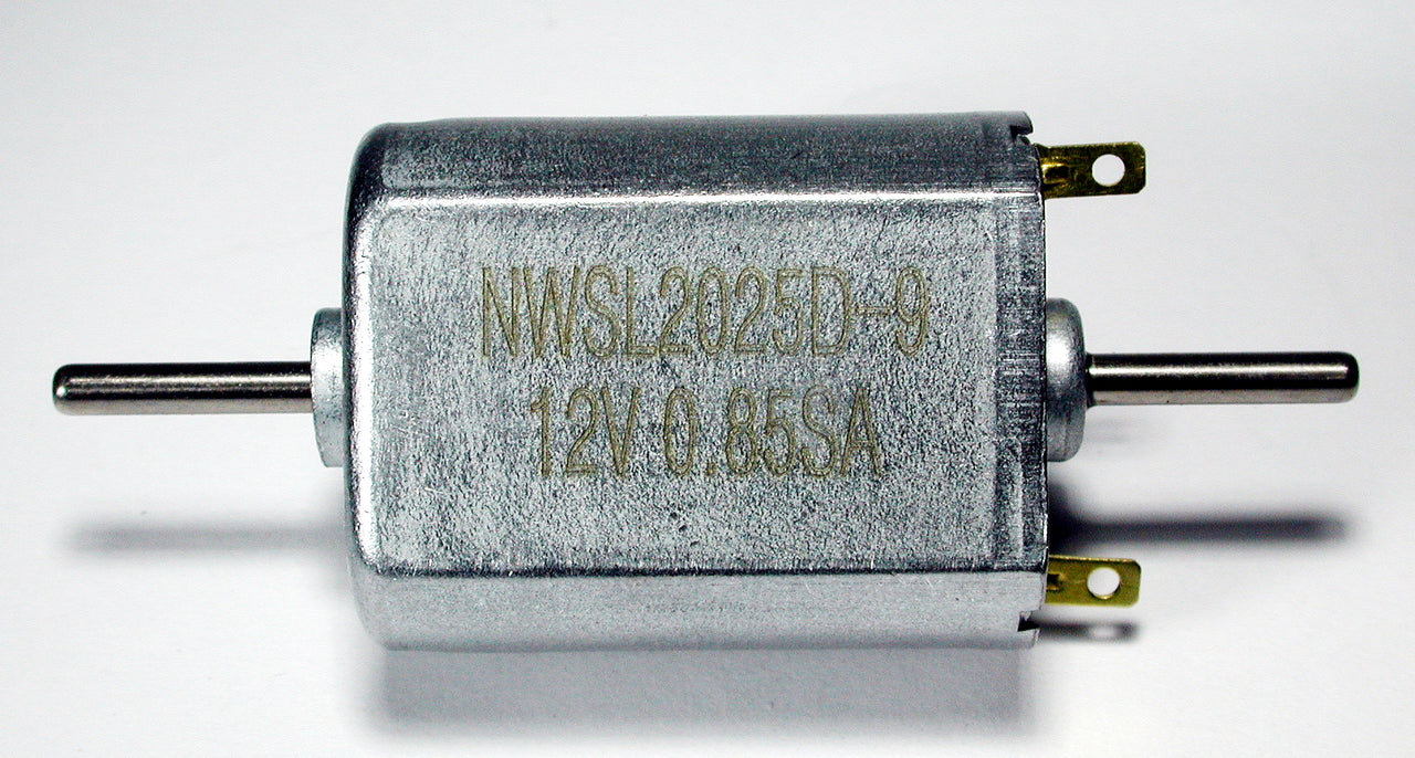 Motor, Flat Can, DOUBLE shaft 2.0mm x 50mm, 12V DC, 9.8K RPM, Stall: 0.85 A