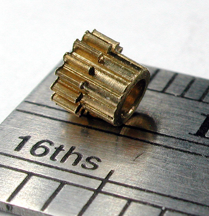 Spur Gear, 0.25mod x 14 Teeth x 3.95mm OD x 1.3mm Face x 2.0mm Bore, Hubbed, Brass