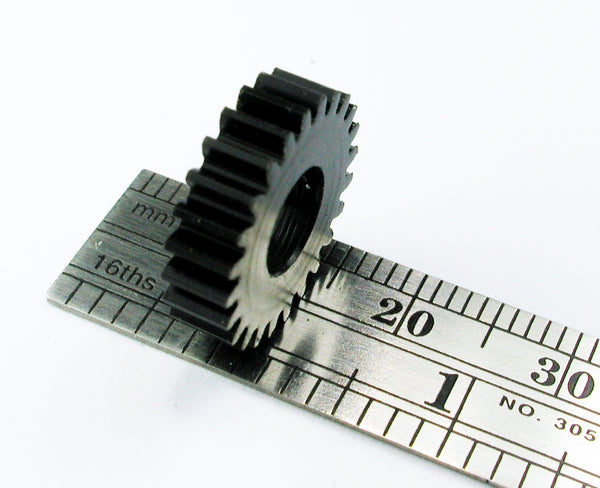 Spur Gear, 0.6mod x 24 Teeth x 15.5mm OD x 0.156" Face x 1/4" Bore, Delrin