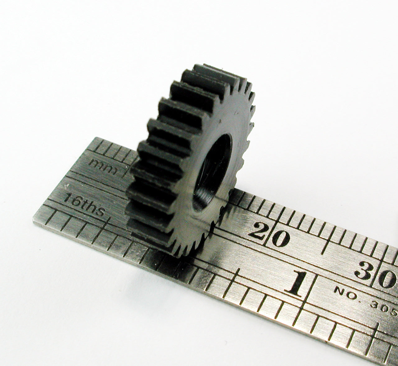 Spur Gear, 0.6mod x 25 Teeth x 15.8mm OD x 0.173" Face x 1/4" Bore, Delrin
