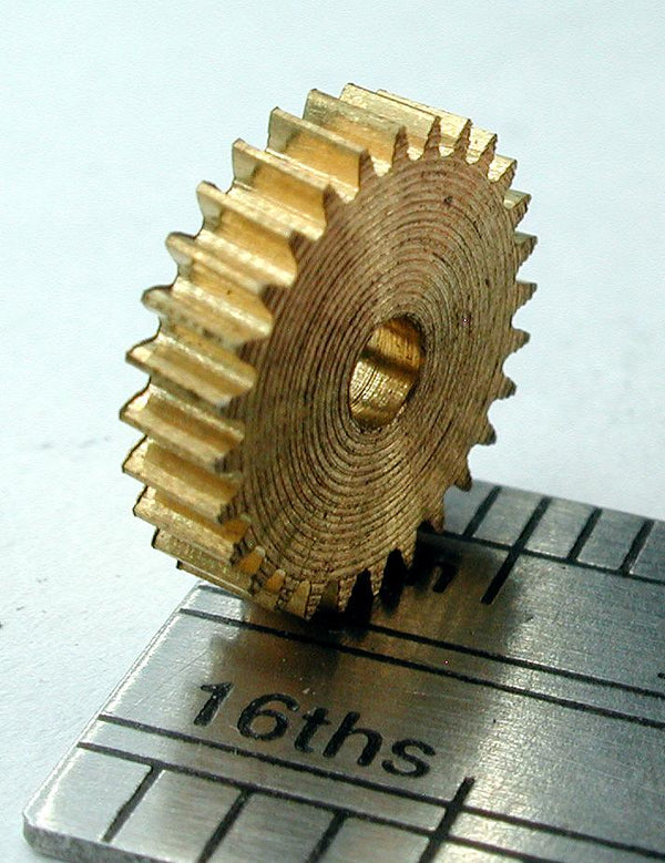 Worm Gear, 0.3mod x 28 Teeth x 8.7mm OD x 0.085" Face x 2.0mm Bore, Brass