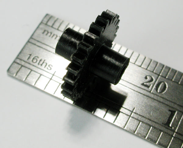 Spur Gear, 0.5mod x 24 Teeth x 13.0mm OD x 0.060" Face x 2.0mm Bore, Delrin, Hubbed