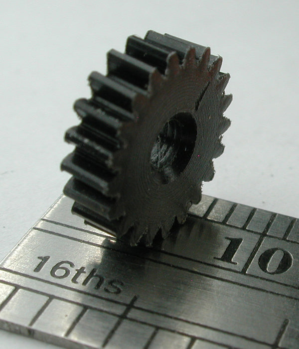 Reverse Worm Gear, 0.4mod x 21 Teeth x 9.15mm OD x 0.102" Face x 2.4mm Bore, Delrin