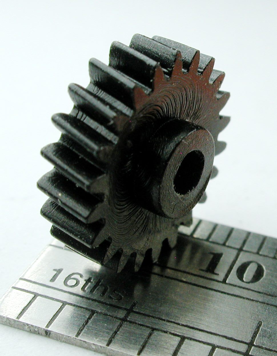 Spur Gear, 48DP x 22 Teeth x 11.97mm OD x 0.125" Face x 2.5mm Bore, Hubbed, Delrin