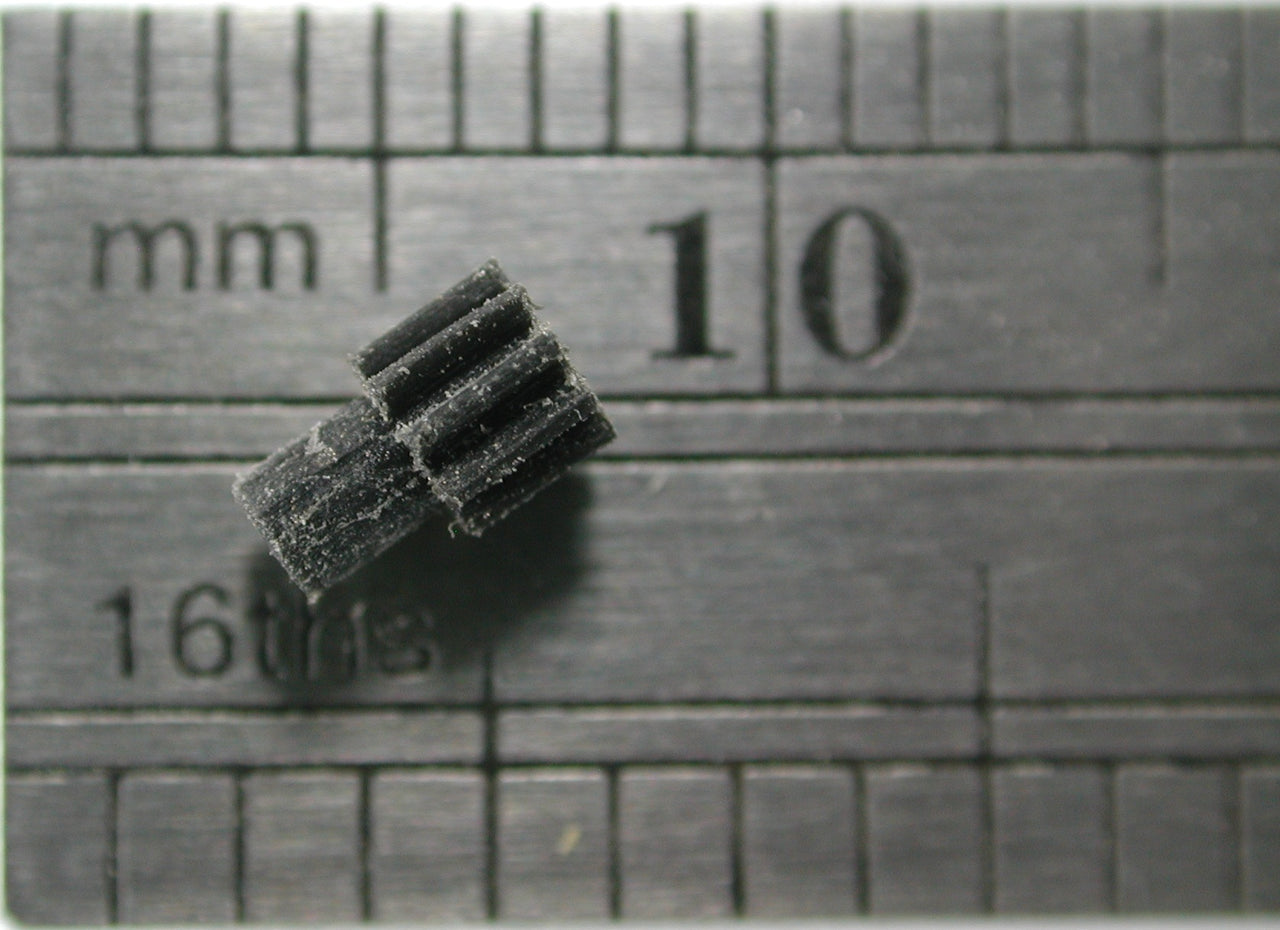 Reverse Worm Gear, 0.25mod x 9 Teeth x 2.75mm OD x 0.108" Face x 1.0mm Bore, Delrin, Hubbed