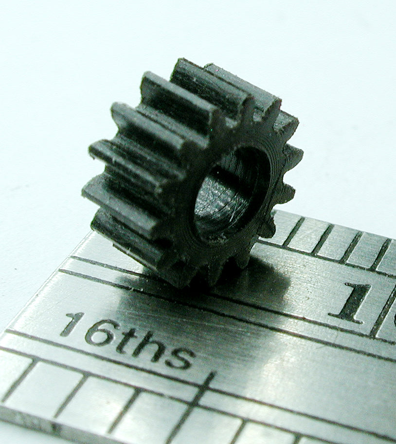 Spur Gear, 0.4mod x 14 Teeth x 6.5mm OD x 0.118" Face x 3.0mm Bore, Delrin