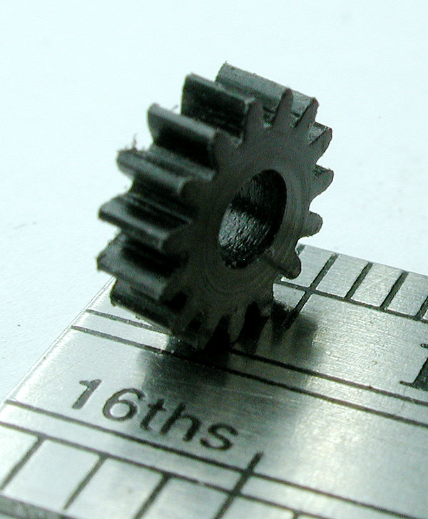 Spur Gear, 0.4mod x 15 Teeth x 6.75mm OD x 0.079" Face x 2.4mm Bore, Delrin