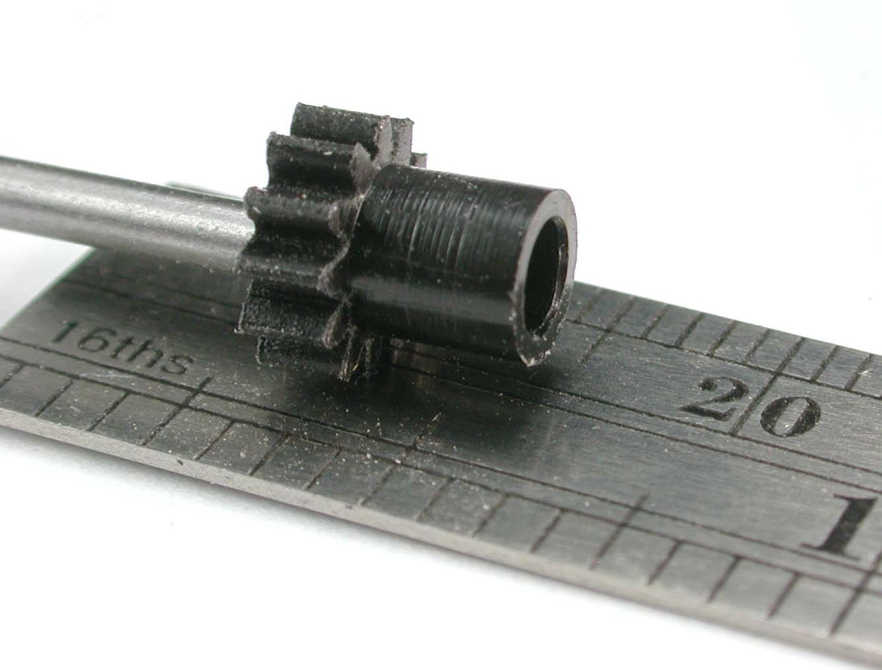 Spur Gear, 0.5mod x 12 Teeth x 7.0mm OD x 0.100" Face x 3.0mm Bore, Delrin, Hubbed
