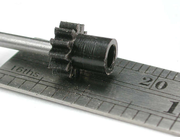 Spur Gear, 0.5mod x 12 Teeth x 7.0mm OD x 0.100" Face x 3.0mm Bore, Delrin, Hubbed