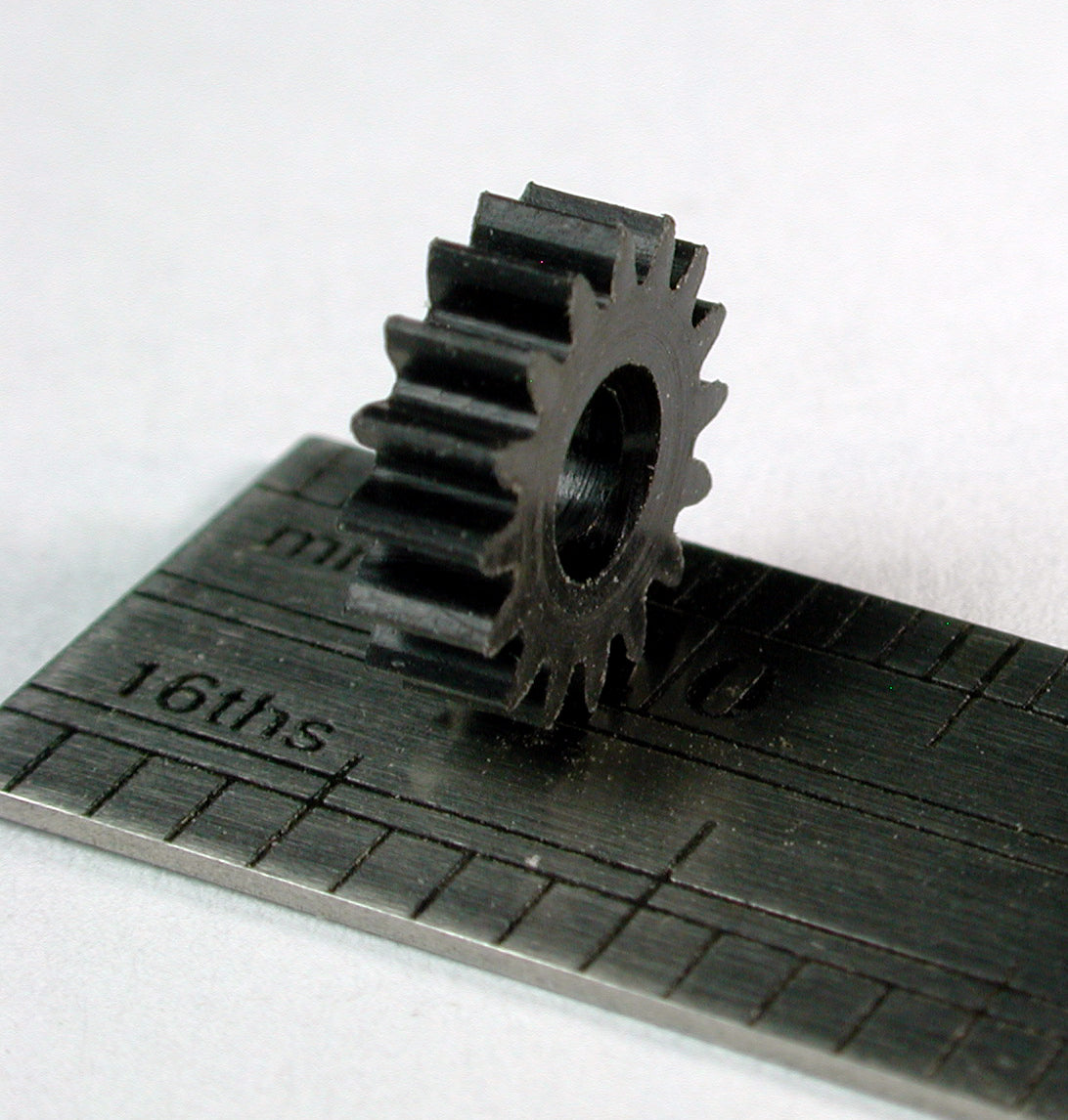 Spur Gear, 0.5mod x 16 Teeth x 9.0mm OD x 0.110" Face x 3.0mm Bore, Delrin