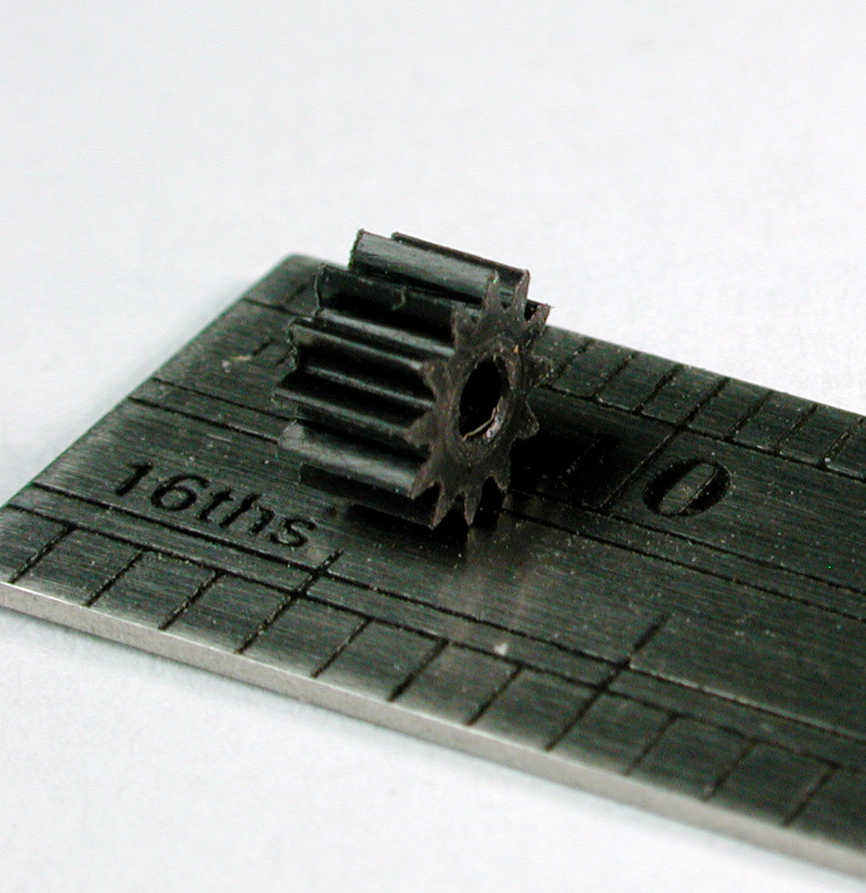 Spur Gear, 0.35mod x 12 Teeth x 5.0mm OD x 0.118" Face x 1.5mm bore, Delrin