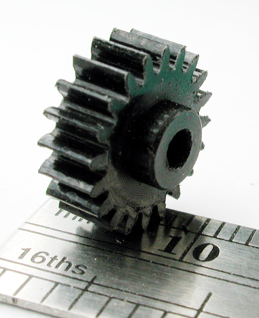 Spur Gear, 48DP x 20 Teeth x 11.5mm OD x 0.154" Face x 3/32" Bore, Delrin, Hubbed