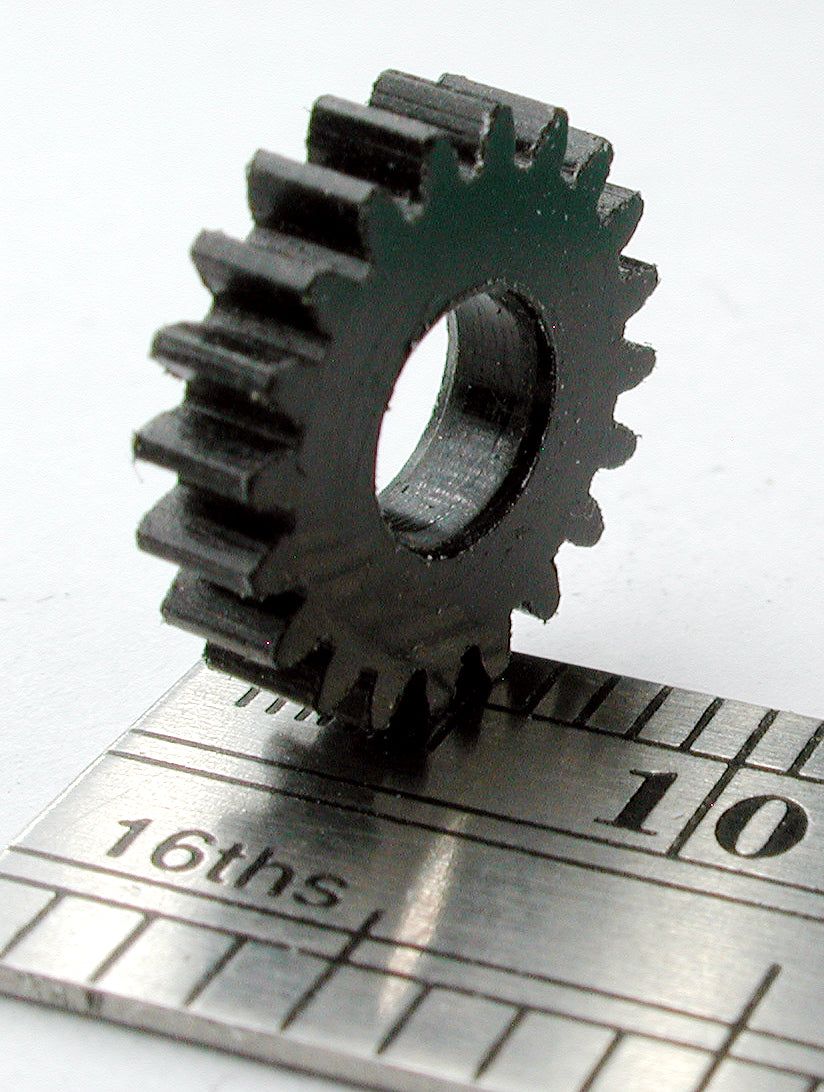 Spur Gear, 0.5mod, 20 Teeth x 10.9mm OD x 0.099" Face x 4.6mm Bore, Delrin