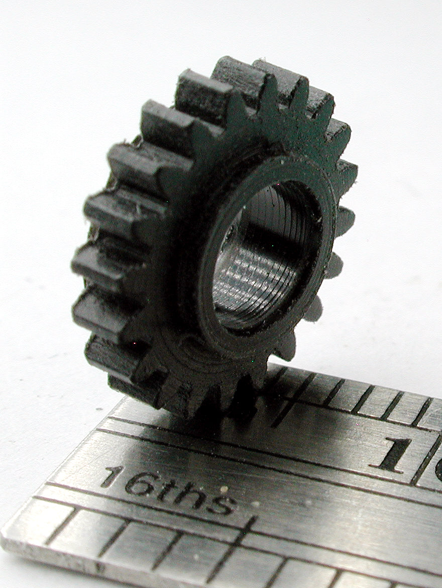 Spur Gear, 0.5mod x 20 Teeth x 11.0mm OD x 0.079" Face x 3/16" Bore, Delrin, Hubbed