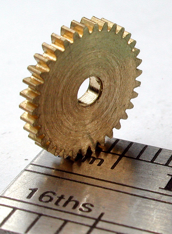 Spur Gear, 0.25mod x 34 Teeth x 0.098" Face x 2.0mm Bore, Brass