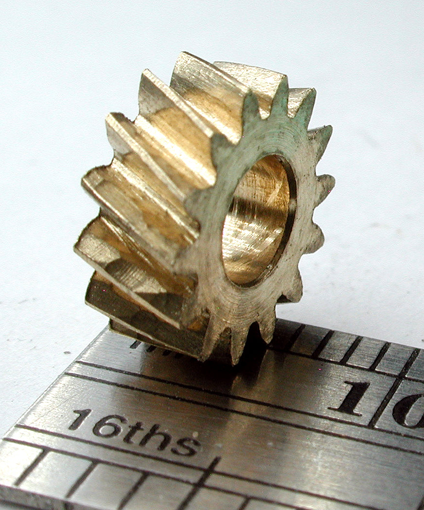 Worm Gear, High Helix, 0.6mod x 14 Teeth x 0.145" Face x 0.161" Bore, Brass