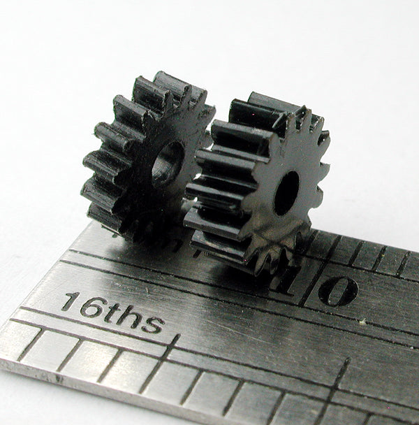 Worm/Reverse Worm Gear, 0.4mod x 15 Teeth x 6.8mm OD x 2.0mm Bore, Delrin (2/pkg)