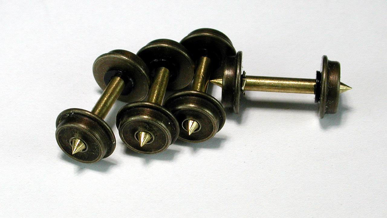 N Scale Wheelset, 33"/72, 1.5mm x 0.540" Pointed Axle (4/pkg)