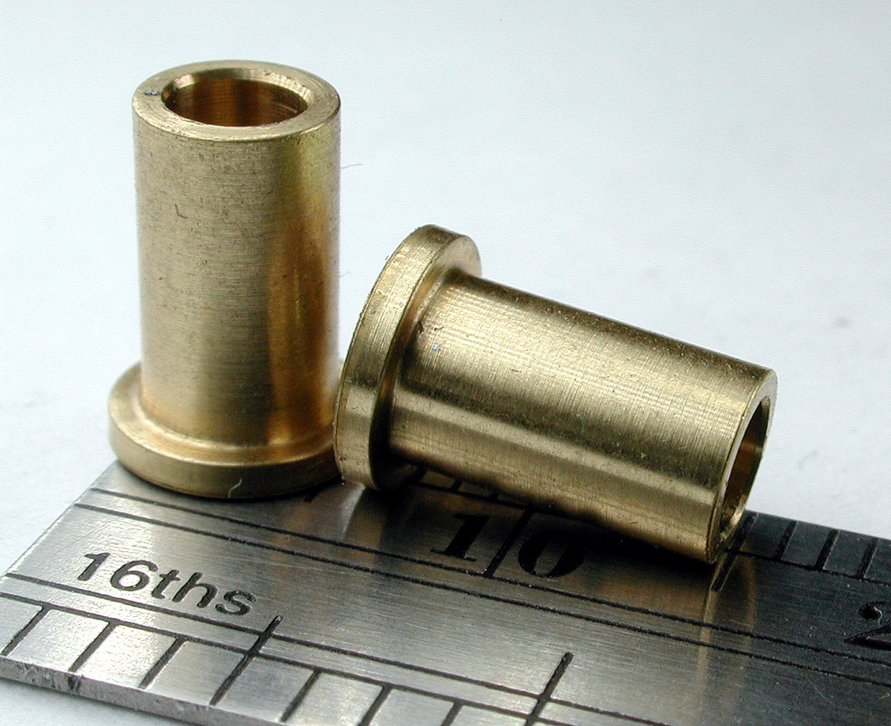 Bearing, Flanged, 1/8" ID x 0.185" OD x 0.350" L, Brass (2/pkg)