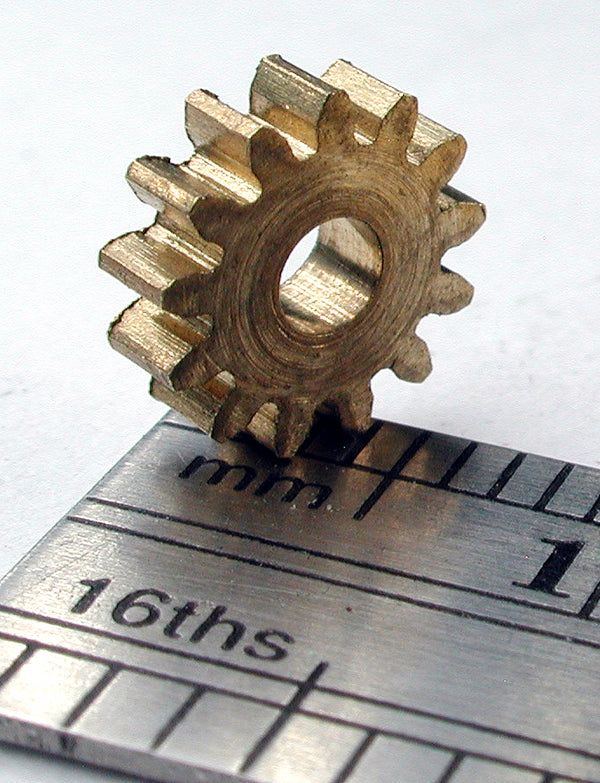 Spur Gear, 0.5mod x 13 Teeth x 7.5mm OD x 2.4mm Bore, Brass