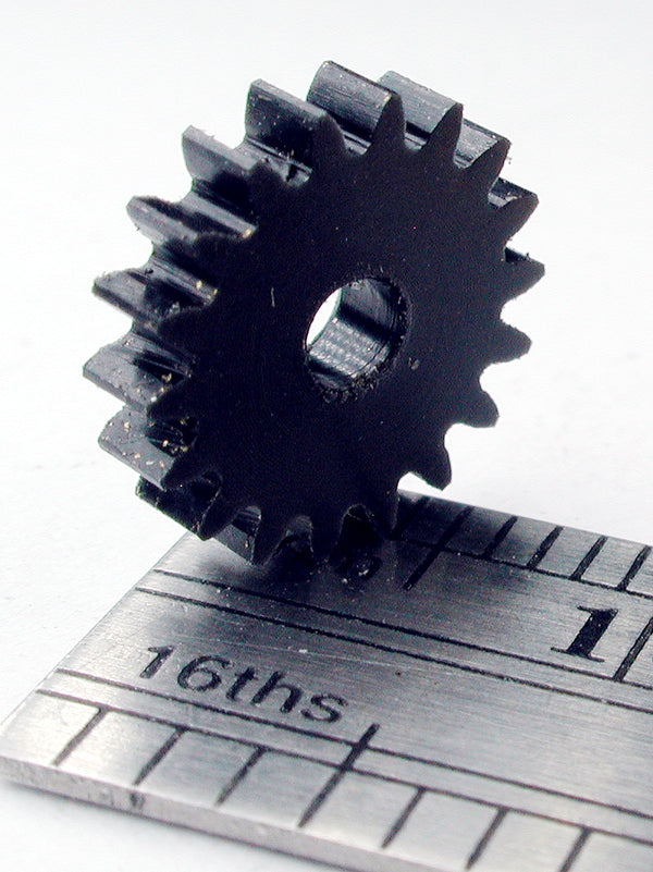 Spur Gear, 0.5mod x 18 Teeth x 10.0mm OD x 2.4mm Bore, Delrin