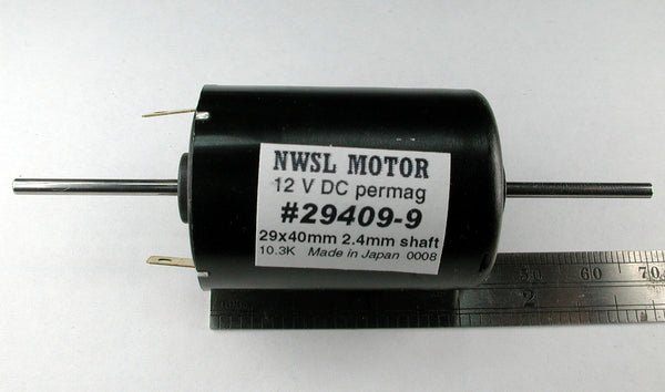Motor, Round Can, DOUBLE shaft 2.4mm x 40mm, 12V DC, 10.5K RPM, Stall: 3.8 A
