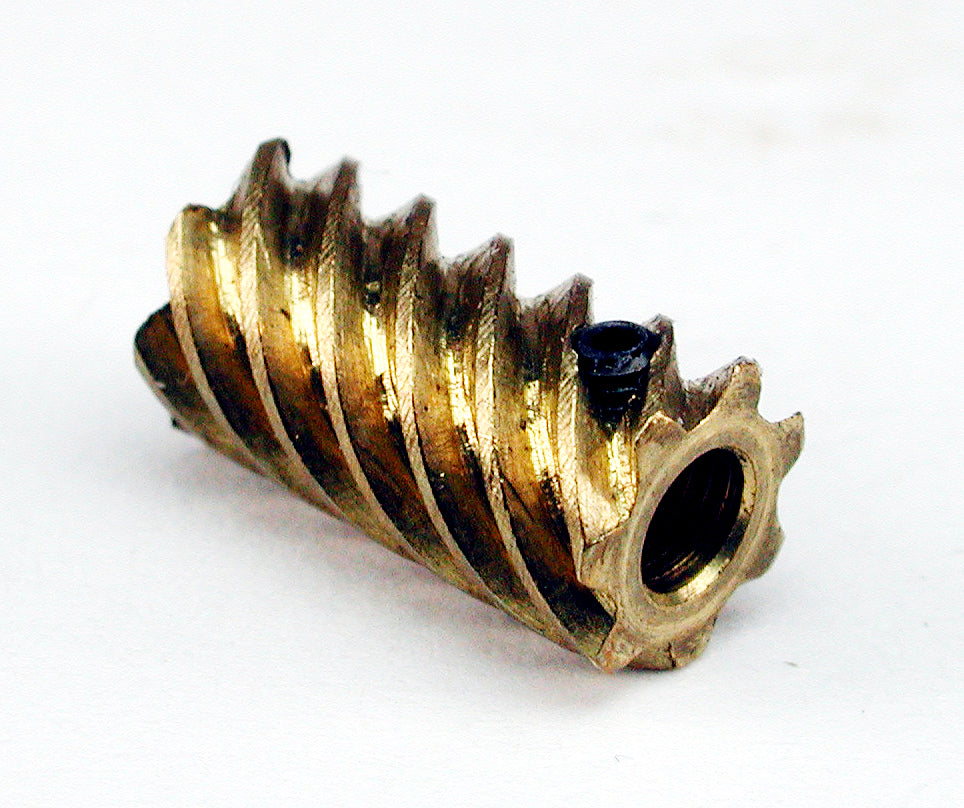 Helical Gear, 7 Teeth, 2.4mm Bore, Brass.  Exact replacement for PFM B-2, B-3, Pacific Coast