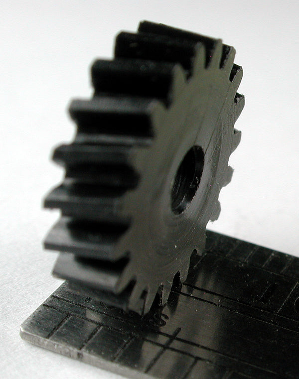 Reverse Worm Gear, 0.6mod x 19 Teeth x 12.5mm OD x 0.134" Face x 3.0mm Bore, Delrin