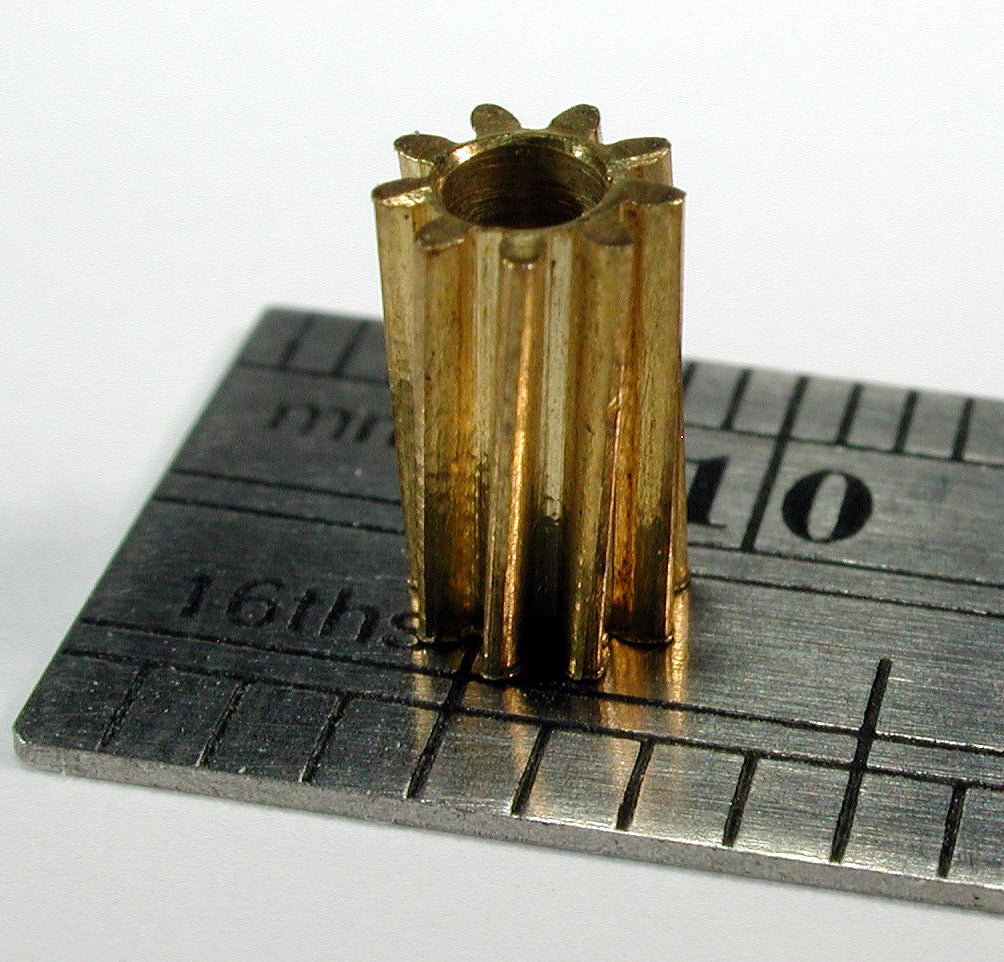 Worm Gear, 0.4mod x 9 Teeth x 4.43mm OD x 0.306" Face x 2.4mm Bore, Brass