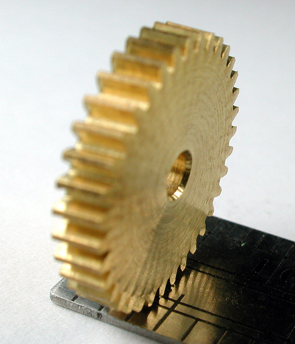 Reverse Worm/Worm Gear, 0.4mod x 35 Teeth x 14.55mm OD x 0.095" Face x 5.0mm Bore, Brass/Delrin