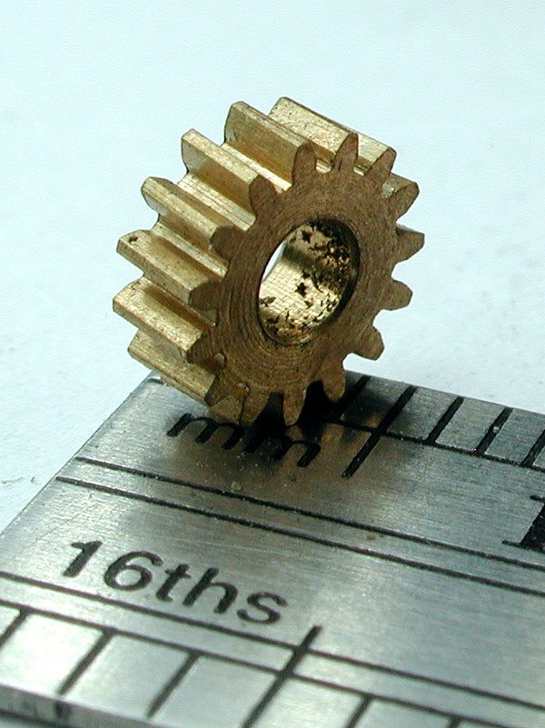 Worm Gear, 72DP x 15 Teeth x 6.1mm OD x 0.085" Face x 3/32" Bore, Brass