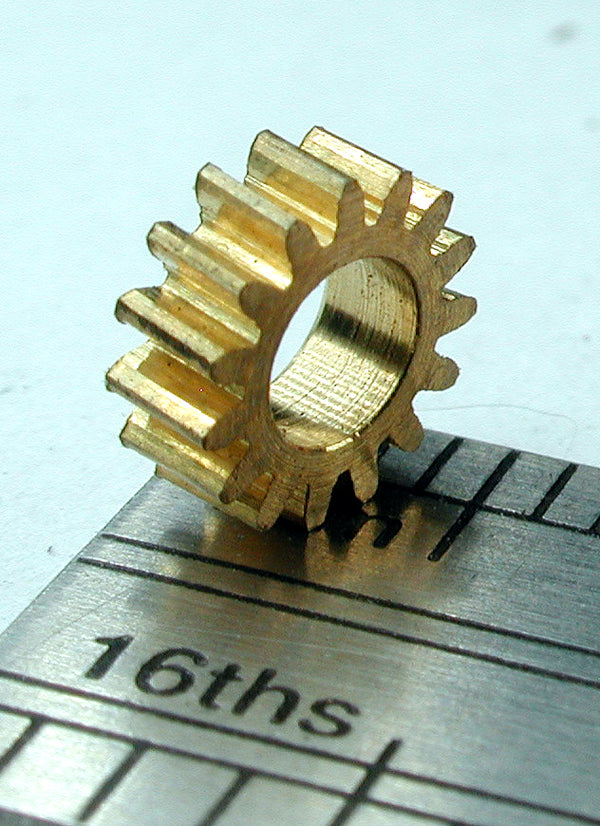 Worm Gear, 72DP x 15 Teeth x 6.1mm OD x 0.085" Face x 1/8" Bore, Brass