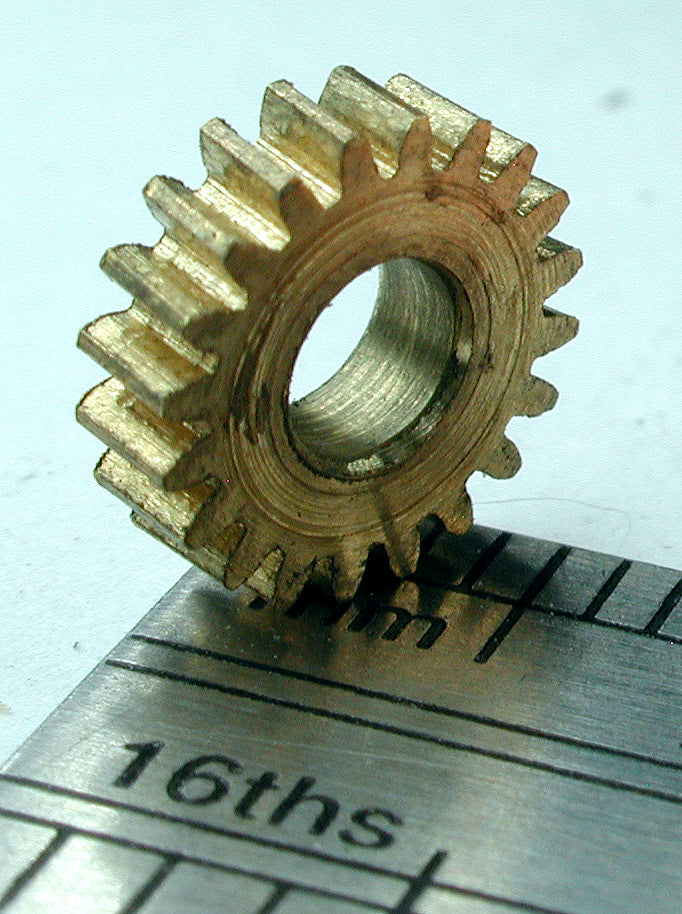 Worm Gear, 72DP x 20 Teeth x 7.8mm OD x 0.085" Face x 1/8" Bore, Brass