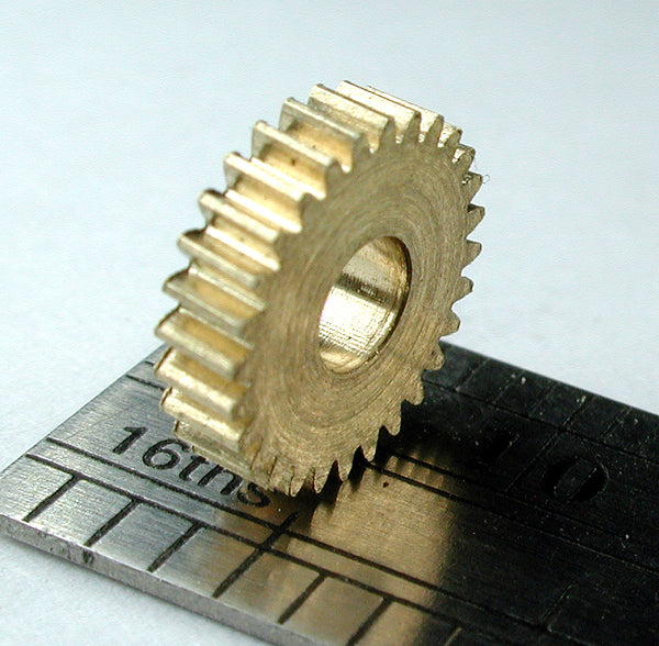 Worm Gear, 0.3mod x 28 Teeth x 8.94mm OD x 0.085" Face x 1/8" Bore, Brass