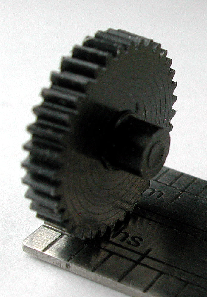 Reverse Worm Gear, 0.3mod x 36 Teeth x 11.5mm OD x 0.085" Face, No Bore, Double Hubbed, Delrin