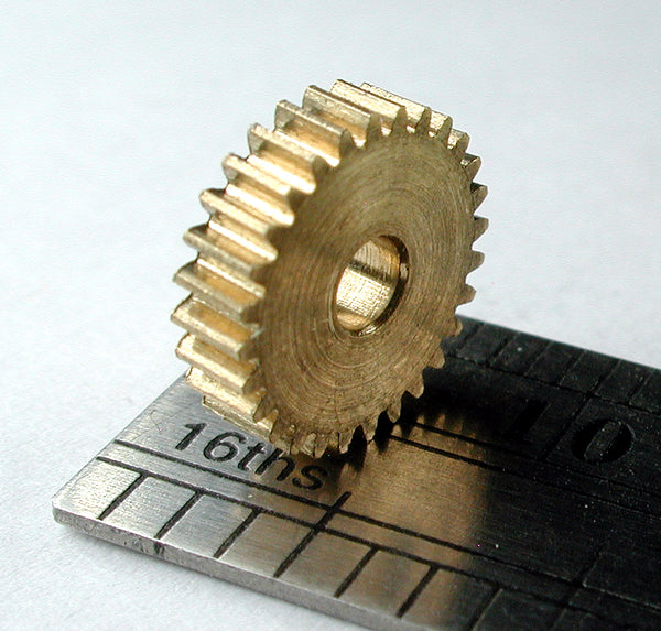 Worm Gear, 0.3mod x 28 Teeth x 8.94mm OD x 0.085" Face x 3/32" Bore, Brass