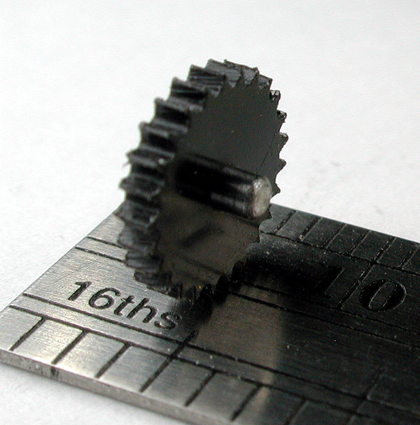 Spur Gear, 0.3mod x 8 Teeth x 8.1mm OD, Assembled on 1.5mm Shaft, Delrin