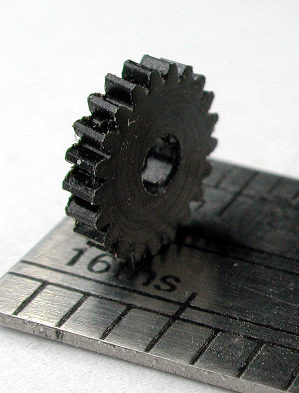 Worm Gear, 0.3mod x 21 Teeth x 6.9mm OD x 0.052" Face x 1.45mm bore, Delrin