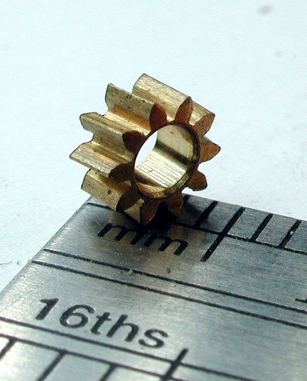 Reverse Worm Gear, 72DP x 10 Teeth x 4.5mm OD x 0.085" Face x 3/32" Bore, Brass