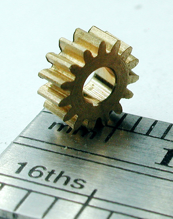 Reverse Worm Gear, 72DP x 15 Teeth x 6.1mm OD x 0.085" Face x 3/32" Bore, Brass