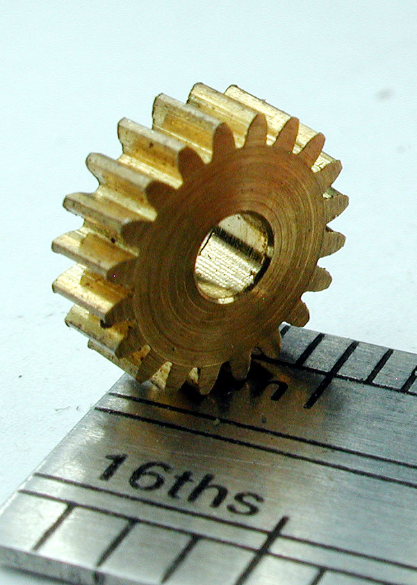 Reverse Worm Gear, 72DP x 20 Teeth x 7.8mm OD x 0.085" Face x 3/32" Bore, Brass