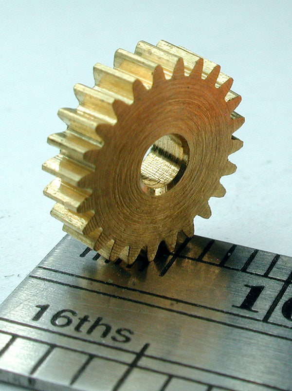 Reverse Worm Gear, 72DP x 24 Teeth x 9.2mm OD x 0.085" Face x 3/32" Bore, Brass